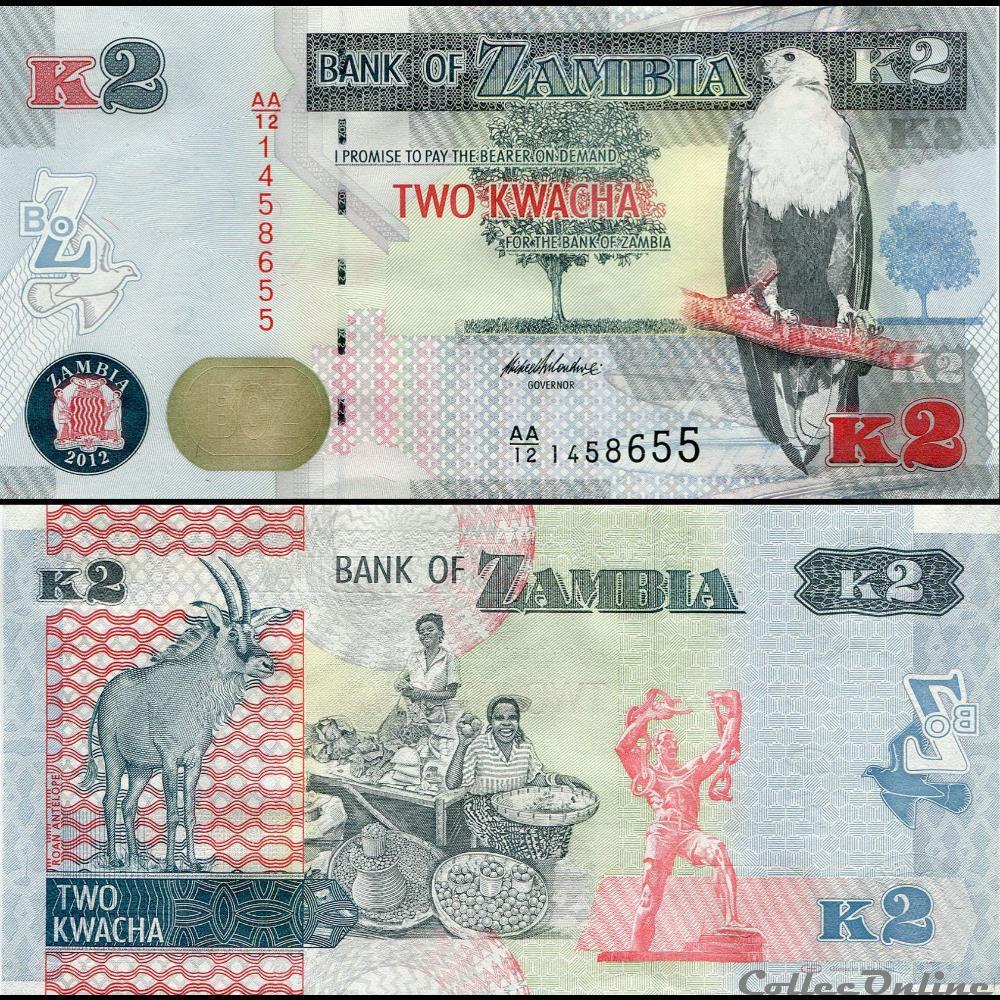 ZAMBIE - PICK 49 a - 2 KWACHA - 2012 billet afrique zambie pick 49 a 2 kwacha 2012