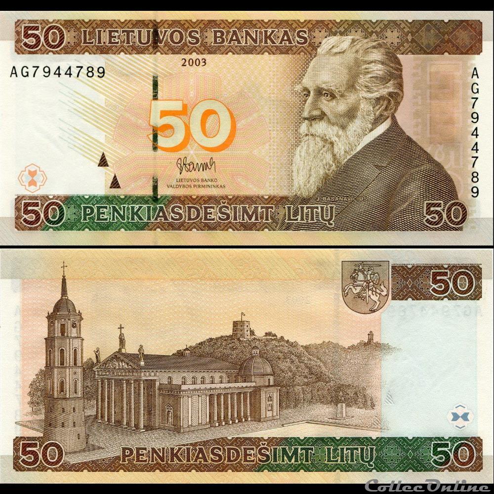 billet europe lituanie pick 67 50 litu 2003