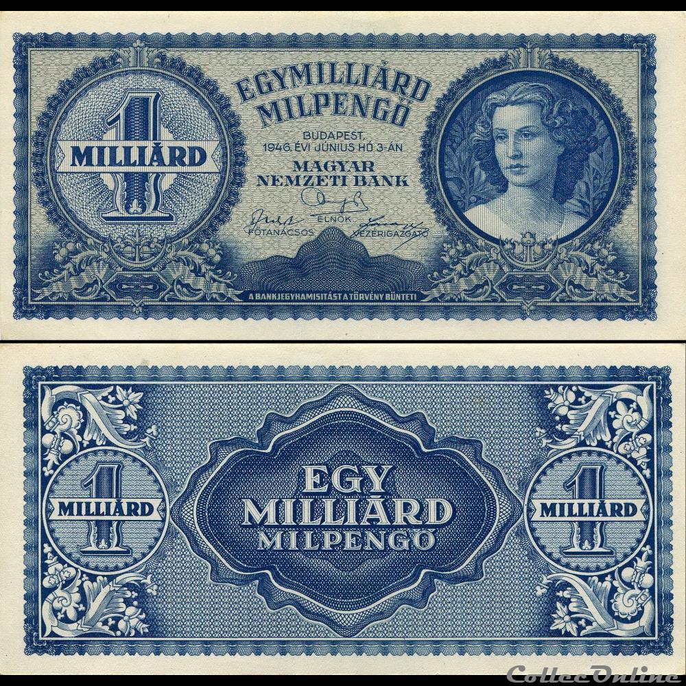 HONGRIE - PICK 131 - 1 000 000 000 MILPENGO - 1946 billet europe hongrie pick 131 1 000 000 000 milpengo 1946