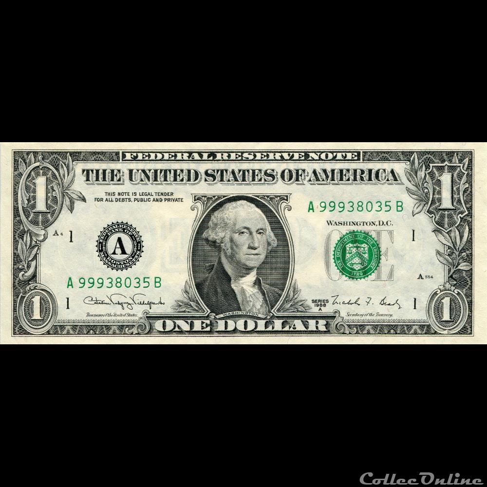 billets amerique du nord etats unis a 1 federal reserve notes small size 1988a series