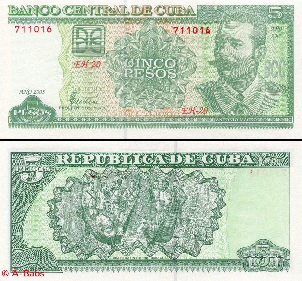 CUBA - PICK 116h - 5 PESOS - 2005 billets amerique centrale et caraibes cuba pick 116h 5 pesos 2005