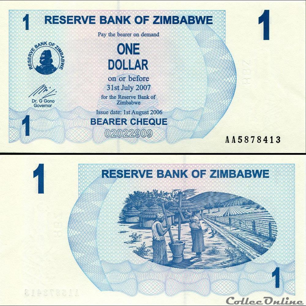 ZIMBABWE - PICK 037a - 1 Dollar - 2006 billet afrique zimbabwe pick 037a 1 dollar 2006