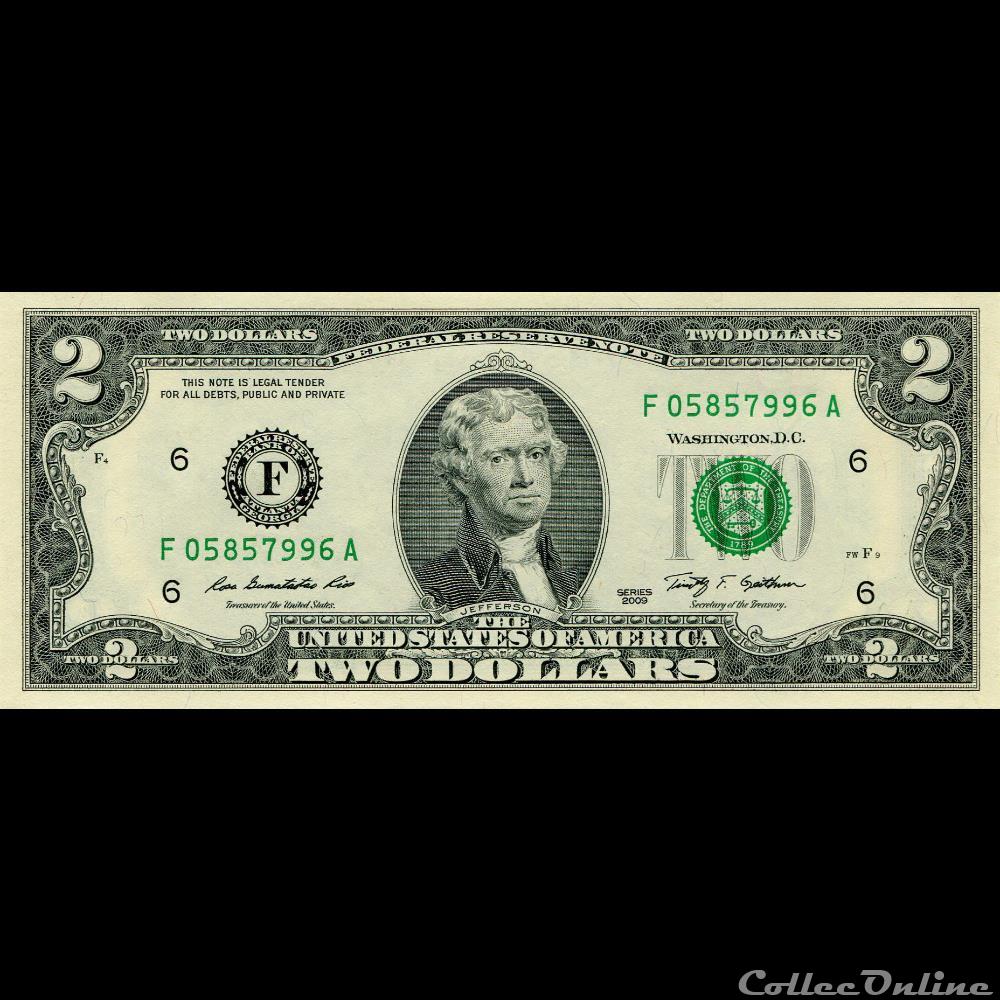 F- Atlanta District - 2$ Federal Reserve Notes - Small Size 2009 Series billet amerique du nord etat uni f atlanta district 2 federal reserve notes small size 2009 series