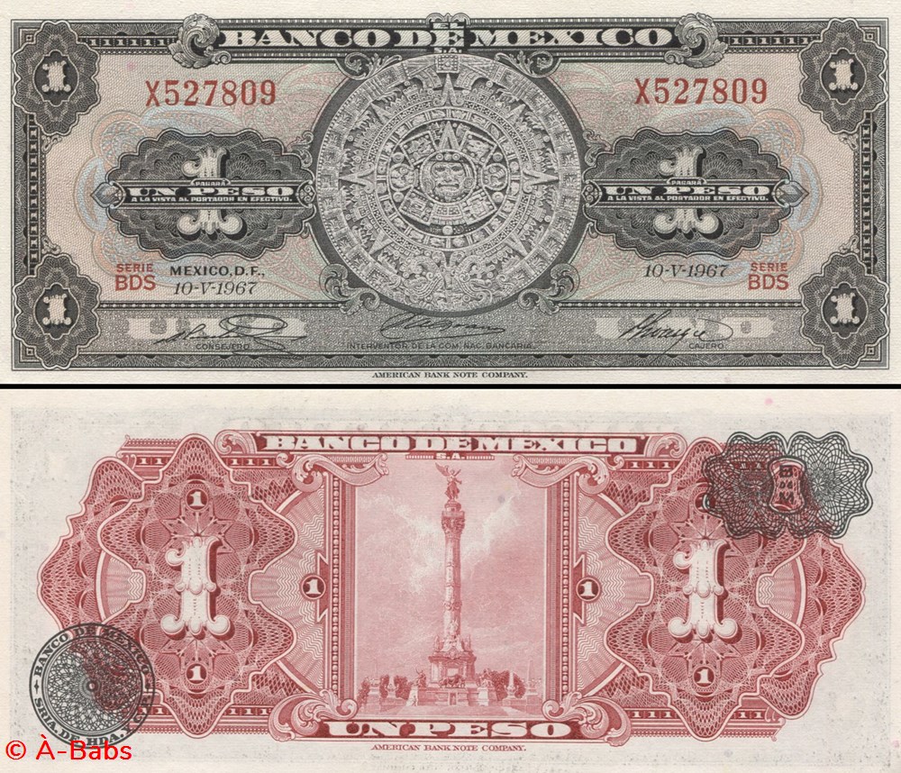 MEXIQUE - PICK 059j5 - 1 PESO - 1967 billets amerique du nord mexique pick 059j5 1 peso 1967