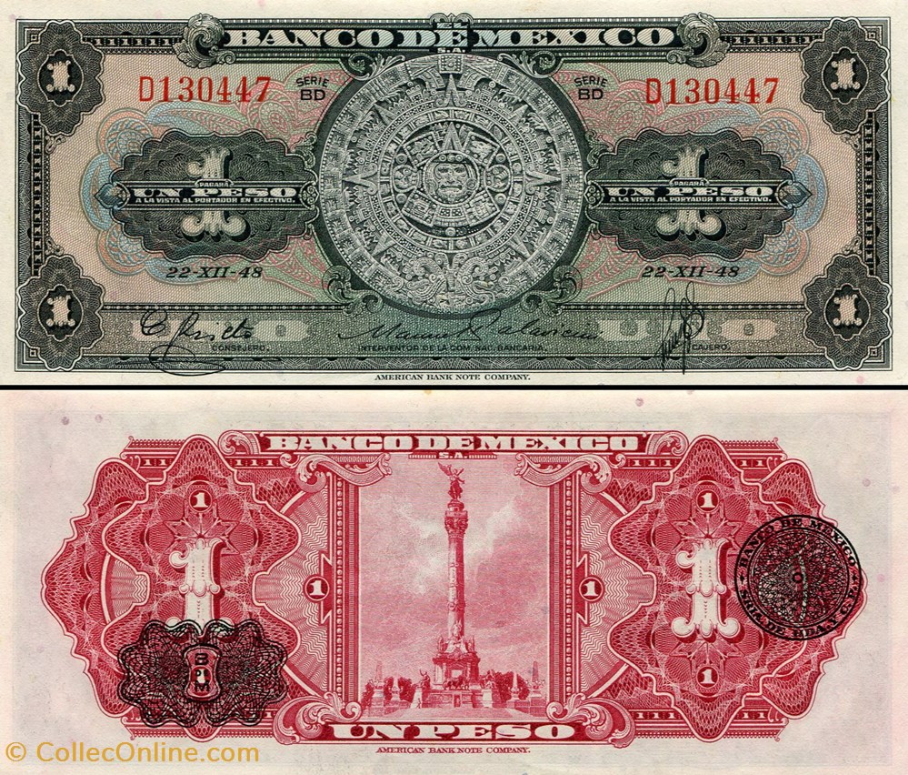 billets amerique du nord mexique pick 046a3 1 peso 1948