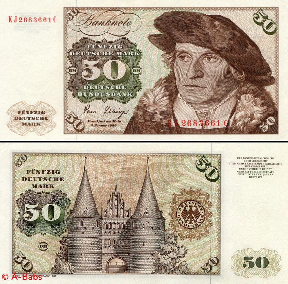 billets europe allemagne rfa pick 33 d 50 mark 1980