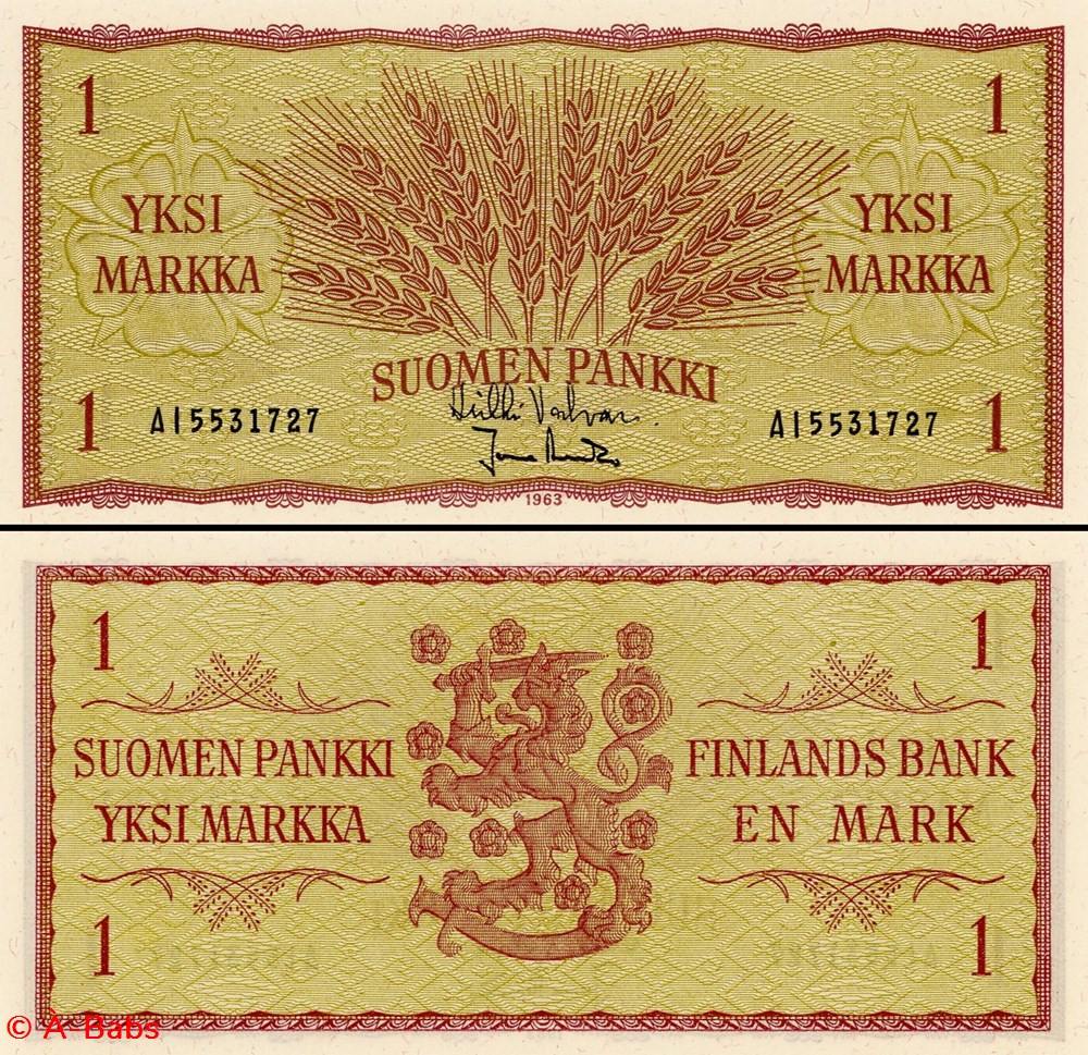 FINLANDE - PICK 98 a 41 - 1 MARKAA - 1963 billets europe finlande pick 98 a 41 1 markaa 1963