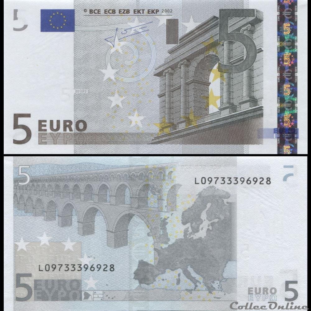 5 EUROS - SIGNATURE TRICHET - PICK 8 L - FINLANDE billet 5 euros signature trichet pick 8 l finlande