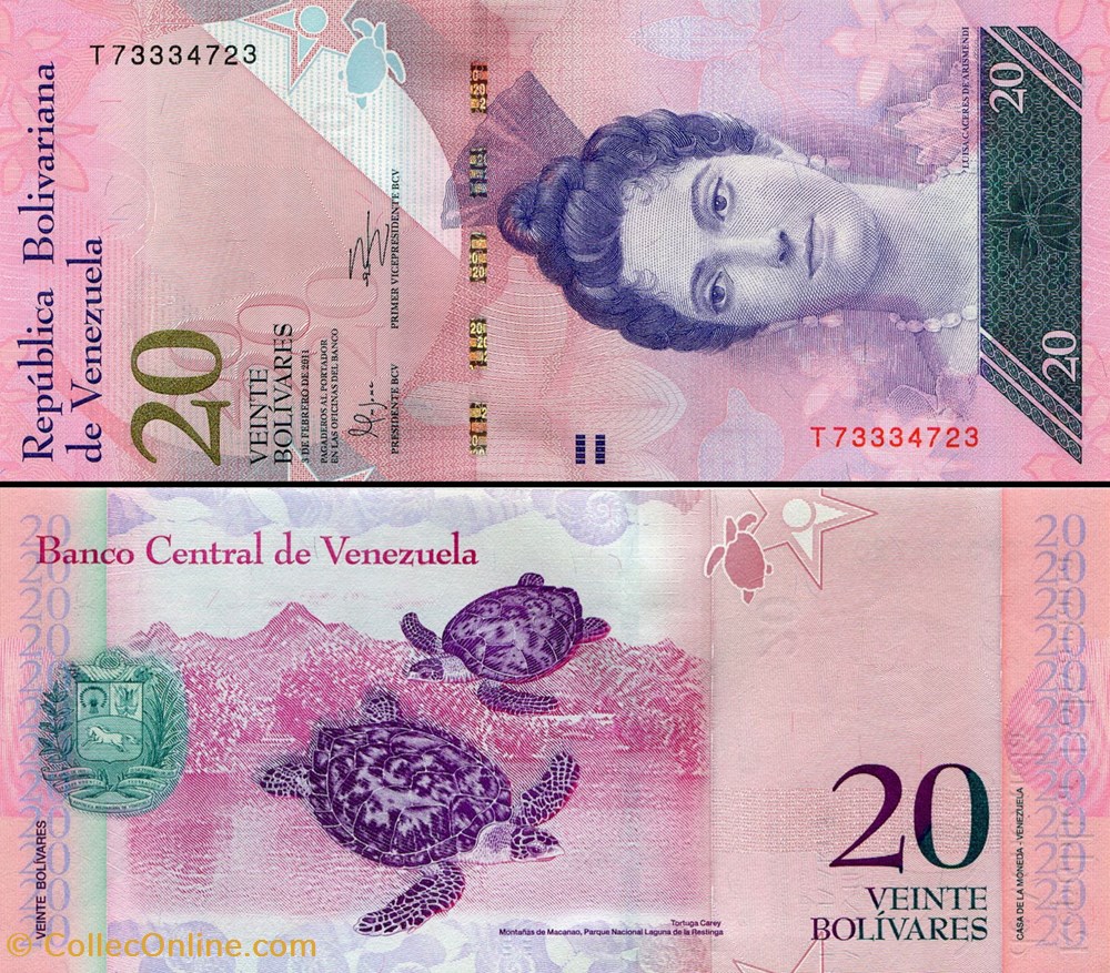VENEZUELA - PICK 091 e - 20 BOLIVARES - 2011 billets amerique du sud venezuela pick 091 e 20 bolivares 2011