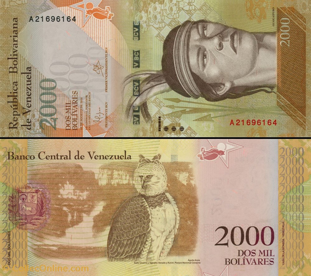 billets amerique du sud venezuela pick 096a 2000 bolivares 2016