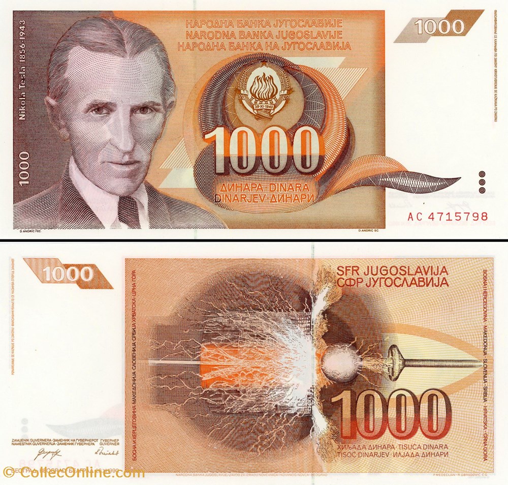 billet europe yougoslavie pick 107a 1000 dinara 1990