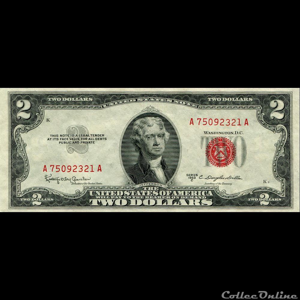 billets amerique du nord etats unis 2 red seal certificate series 1953c