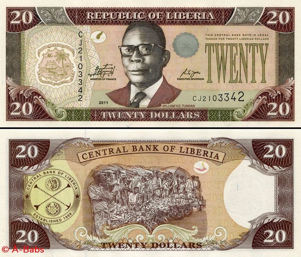 billets afrique liberia pick 28 f 2 20 dollars 2011
