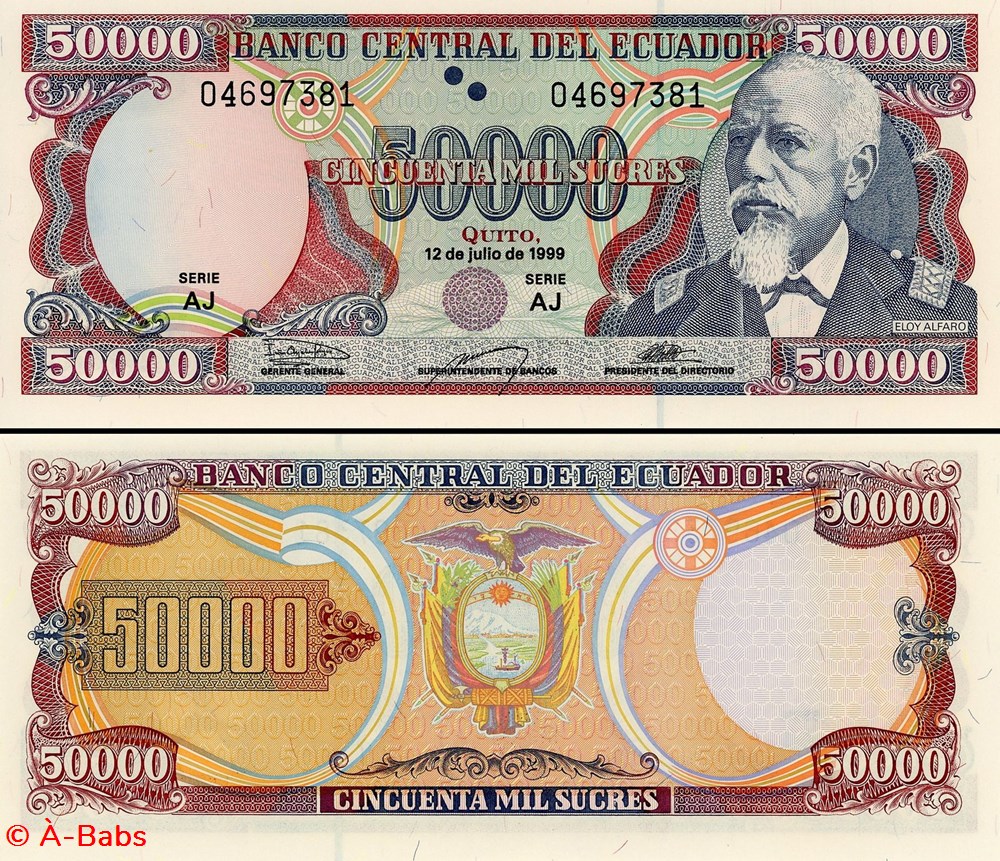 billets amerique du sud equateur pick 130e 50 000 sucres 1999