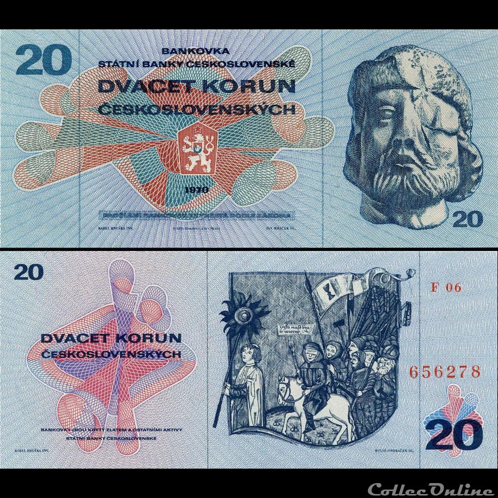 TCHÉCOSLOVAQUIE - PICK 92 - 20 KORUN - 1970 billet europe tchecolovaquie tchecoslovaquie pick 92 20 korun 1970