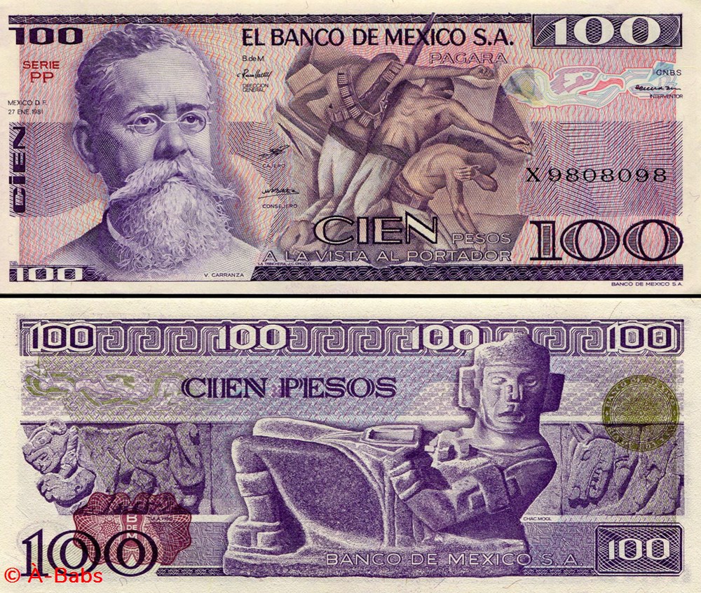 MEXIQUE - PICK 074a.PP - 100 PESOS - 1981 billets amerique du nord mexique pick 074a pp 100 pesos 1981