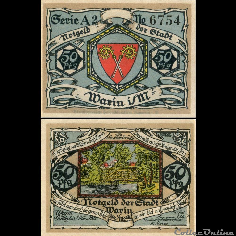 monnaie monde allemagne warin 50 pfennig