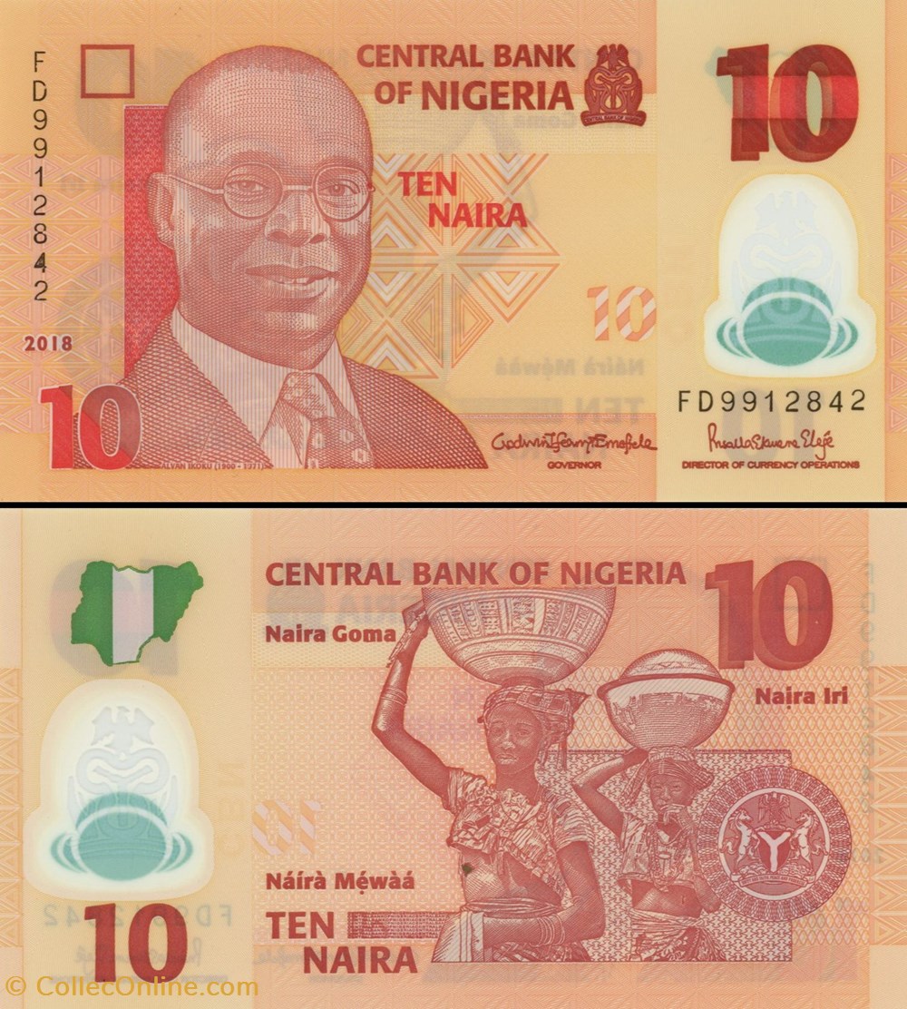 NIGERIA - PICK 39i2 - 10 NAIRA - 2018 billets afrique nigeria pick 39i2 10 naira 2018