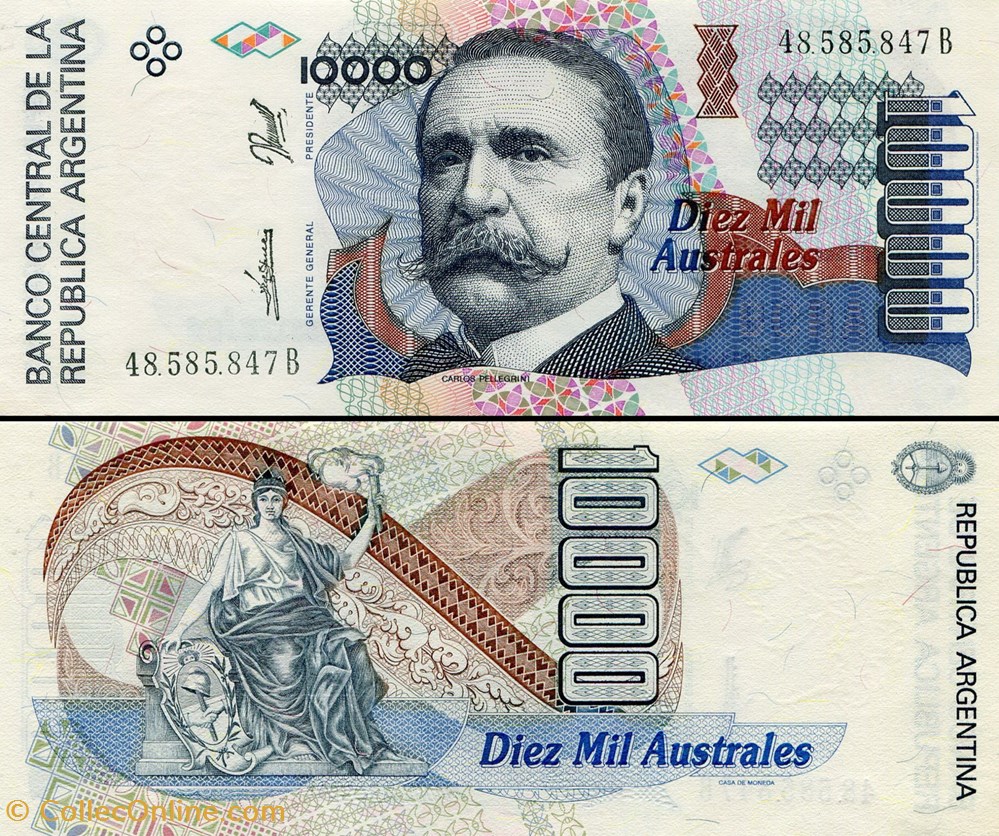 billets amerique du sud argentine pick 334 a 10 000 australes 1990