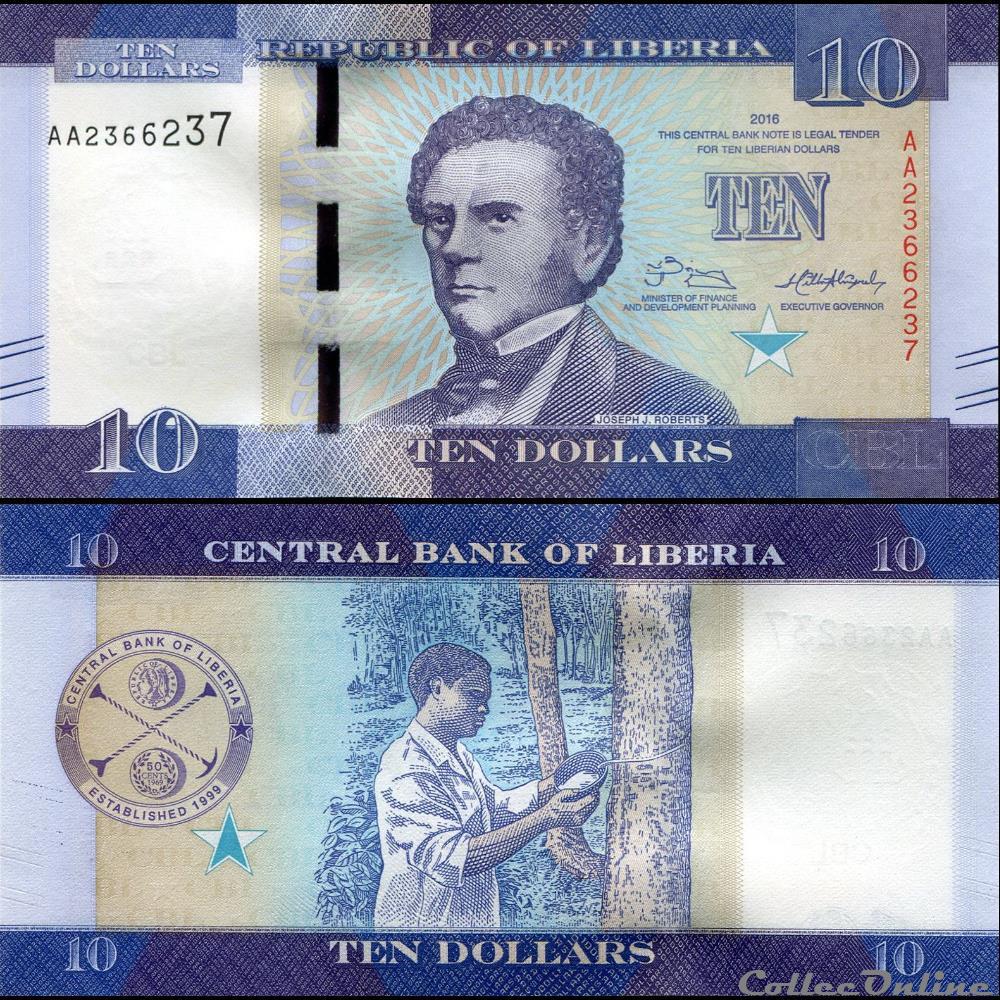 LIBERIA - PICK 32 a - 10 DOLLARS - 2016 billet afrique liberium liberia pick 32 a 10 dollars 2016