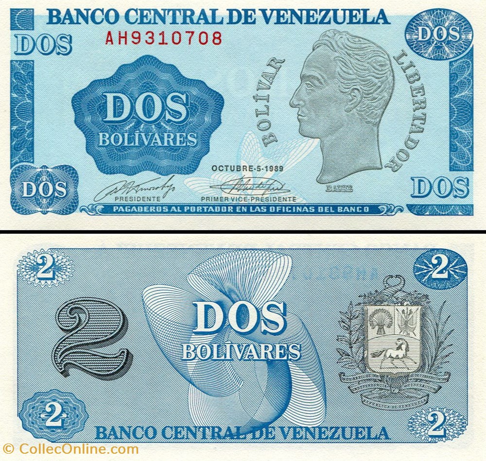 billets amerique du sud venezuela pick 069 2 bolivares 1989