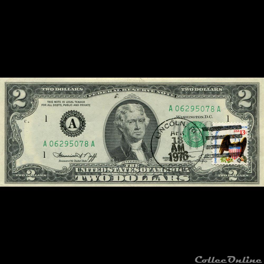 A- Boston District - 2$ Federal Reserve Notes - Small Size 1976 Series billets amerique du nord etats unis a boston district 2 federal reserve notes small size 1976 series