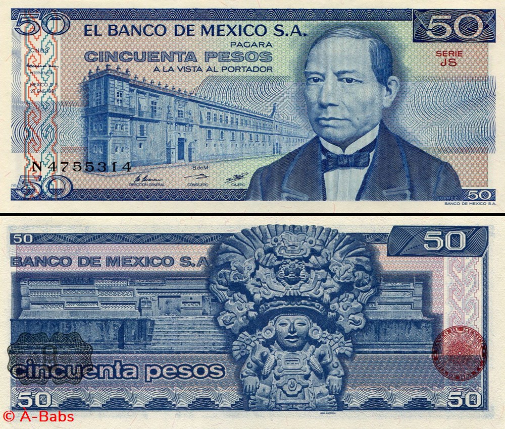 billets amerique du nord mexique pick 073a js 50 pesos 1981