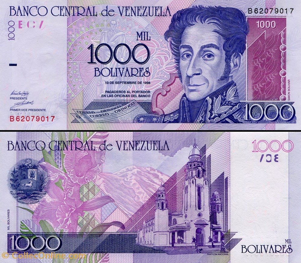 VENEZUELA - PICK 079 - 1000 BOLIVARES - 1998 billets amerique du sud venezuela pick 079 1000 bolivares 1998