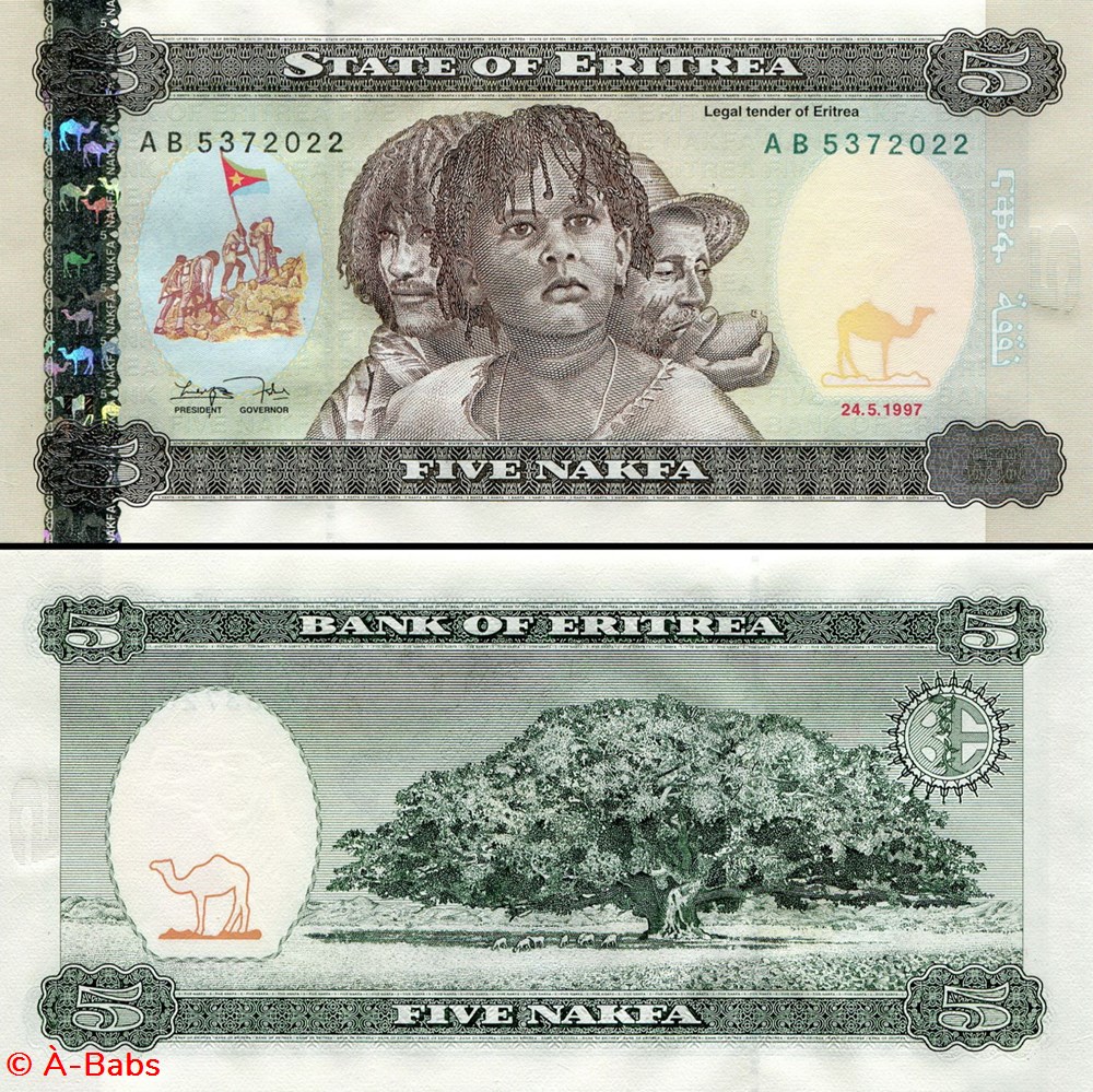 ÉRYTHRÉE - PICK 02 - 5 NAKFA - 1997 billets afrique erythree pick 02 5 nakfa 1997