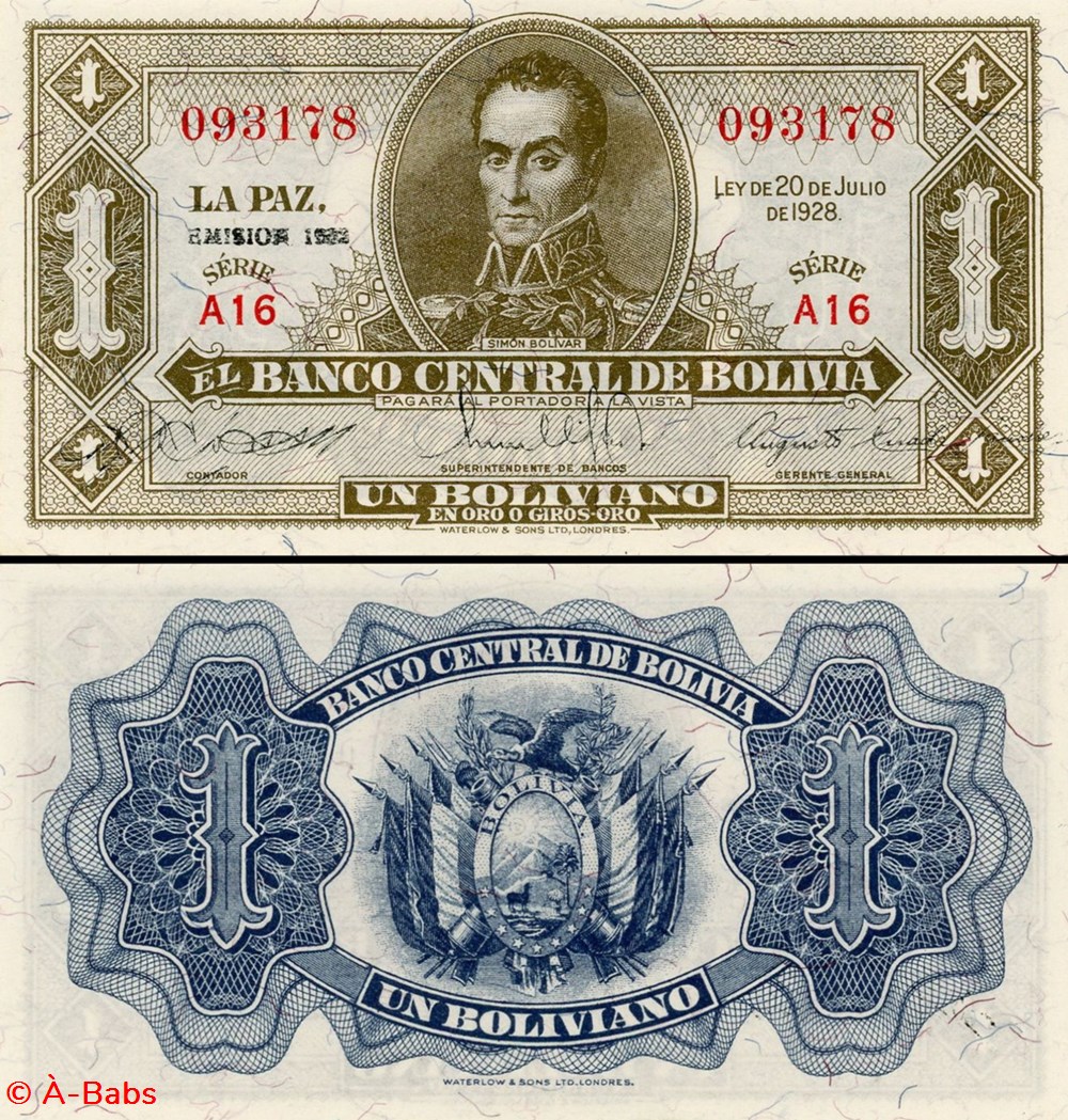 billets amerique du sud bolivie pick 128 c 2 1 boliviano 1952