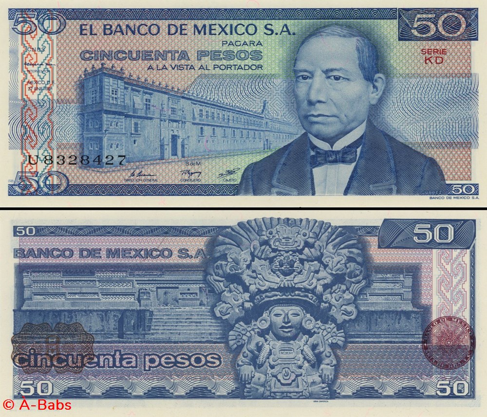 MEXIQUE - PICK 073a.KD - 50 PESOS - 1981 billets amerique du nord mexique pick 073a kd 50 pesos 1981
