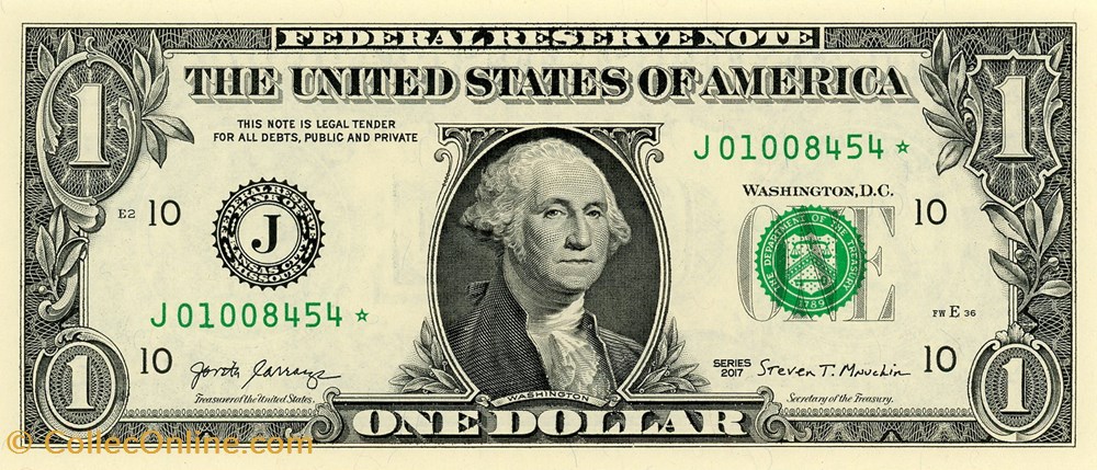 billet amerique du nord etat uni j 1 federal reserve notes small size 2017 series