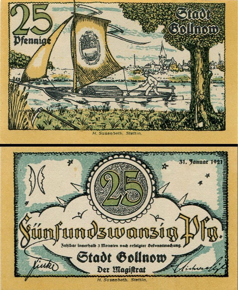 billet europe allemagne golnow 25 pfennig