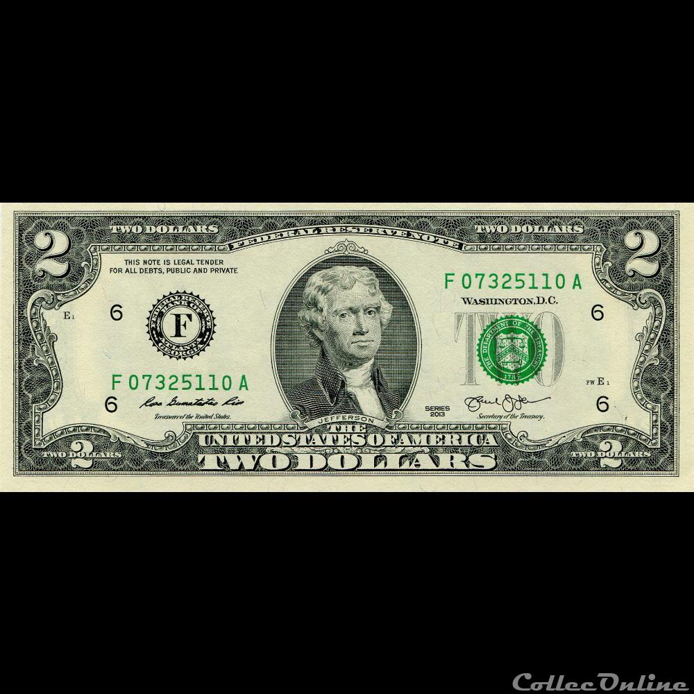 F- Atlanta District - 2$ Federal Reserve Notes - Small Size 2013 Series billet amerique du nord etat uni f atlanta district 2 federal reserve notes small size 2013 series