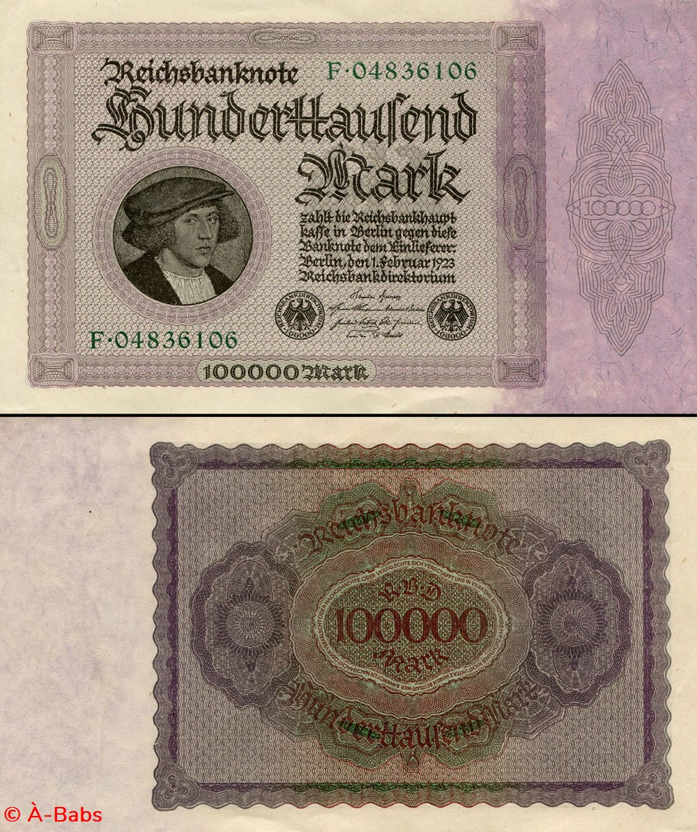 ALLEMAGNE - PICK 082 a1 - 100 000 MARK - 1923 billets europe allemagne pick 082 a1 100 000 mark 1923