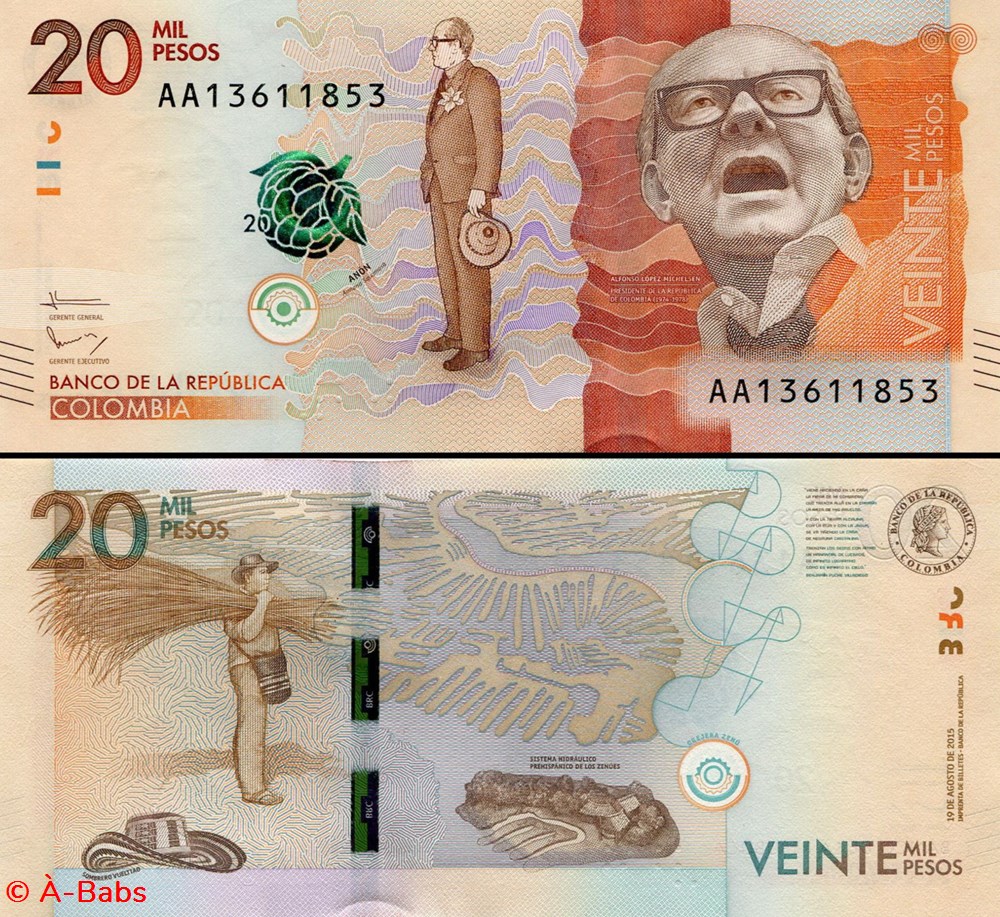 COLOMBIE - PICK 461 a - 20 000 PESOS COLOMBIEN - 2015 billets amerique du sud colombie pick 461 a 20 000 pesos colombien 2015