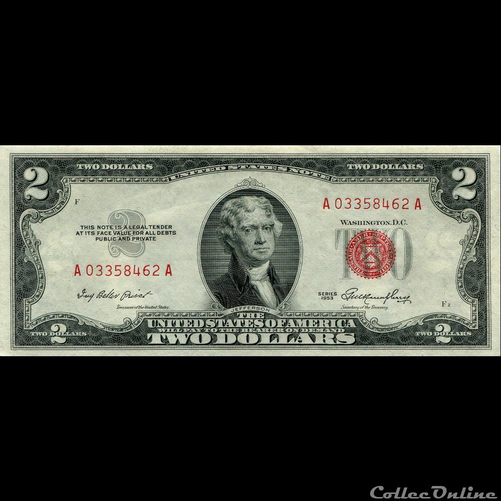 billets amerique du nord etats unis 2 red seal certificate series 1953