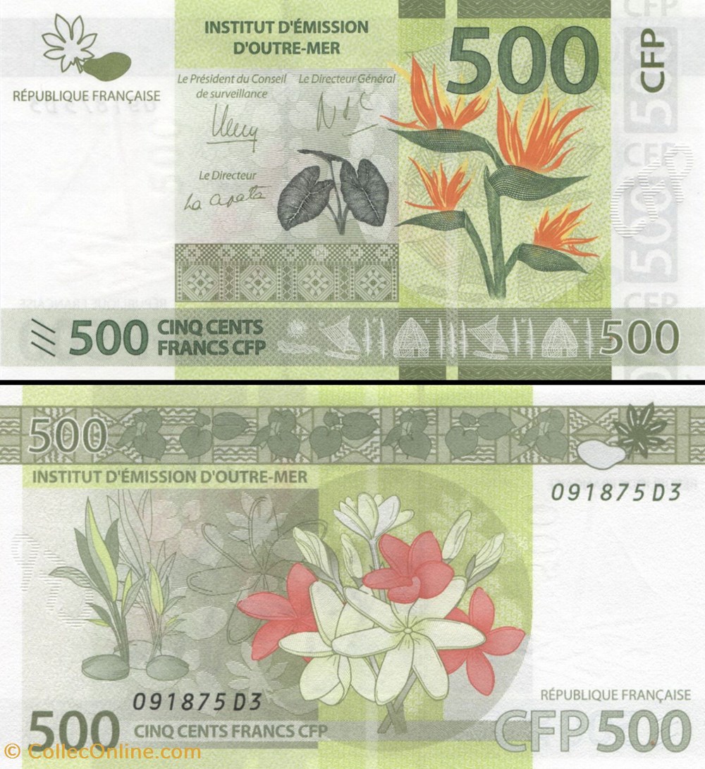 billets oceanie francs territoires francais du pacifique pick 5 500 francs 2014