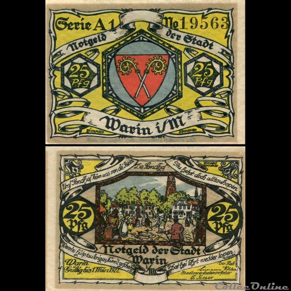 monnaie monde allemagne warin 25 pfennig