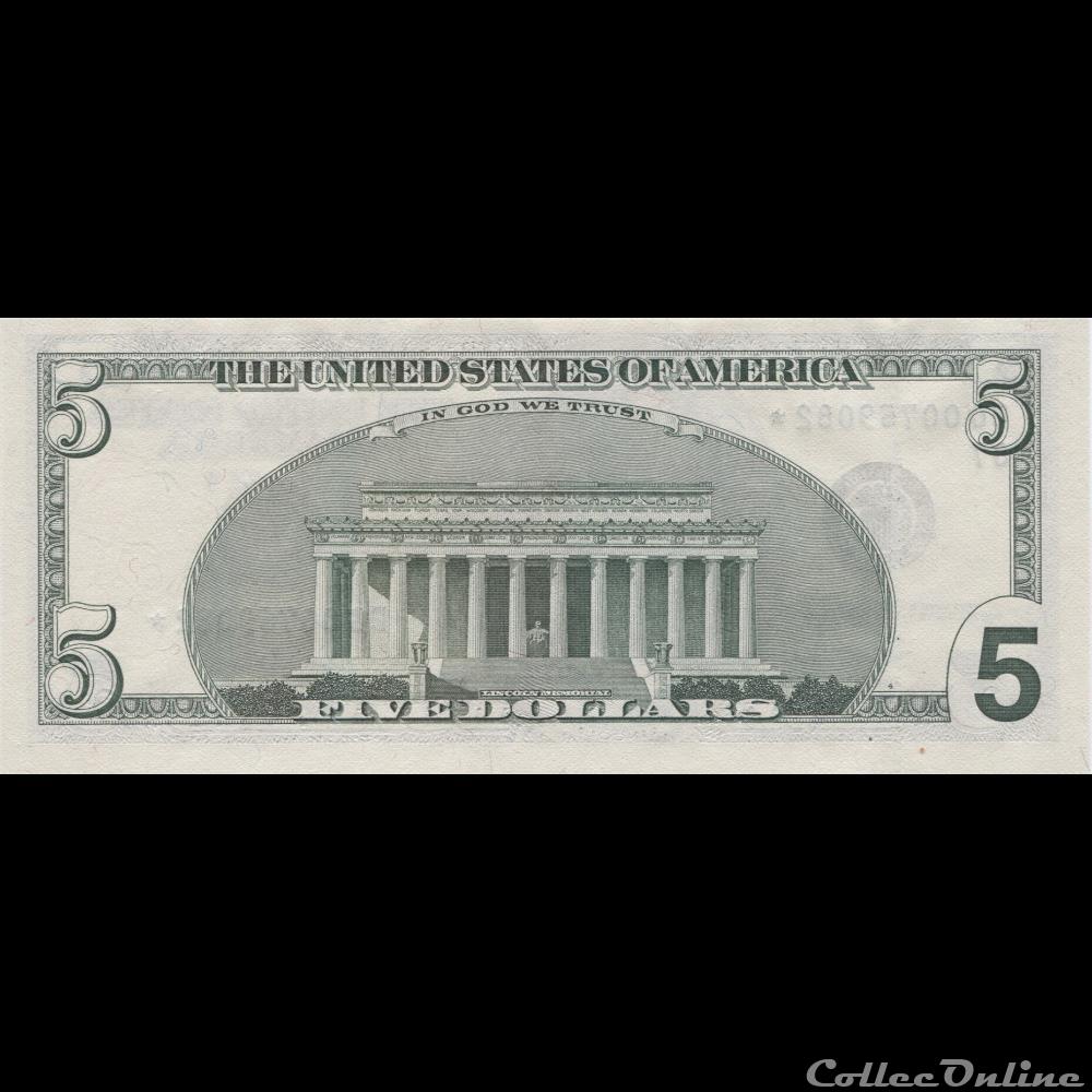 5$ Federal Reserve Notes - Small Size 2003 Series billets amerique du nord etats unis 5 federal reserve notes small size 2003 series