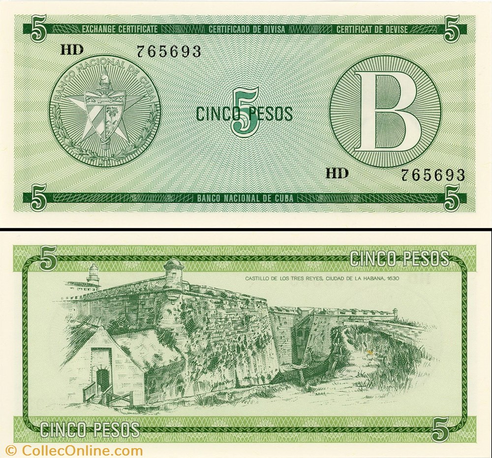 CUBA - PICK FX 07 - 5 PESOS - 1985 billet amerique centrale et caraibe cuba pick fx 07 5 pesos 1985