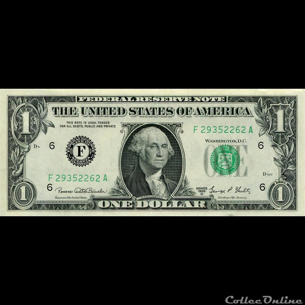 F- 1$ Federal Reserve Notes - Small Size 1969D Series billet amerique du nord etat uni f 1 federal reserve notes small size 1969d series