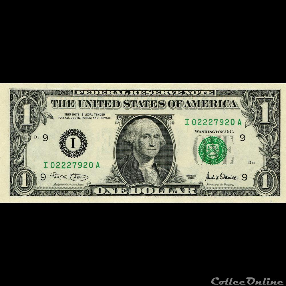 billet etat uni zambie i 1 federal reserve notes small size 2001 series