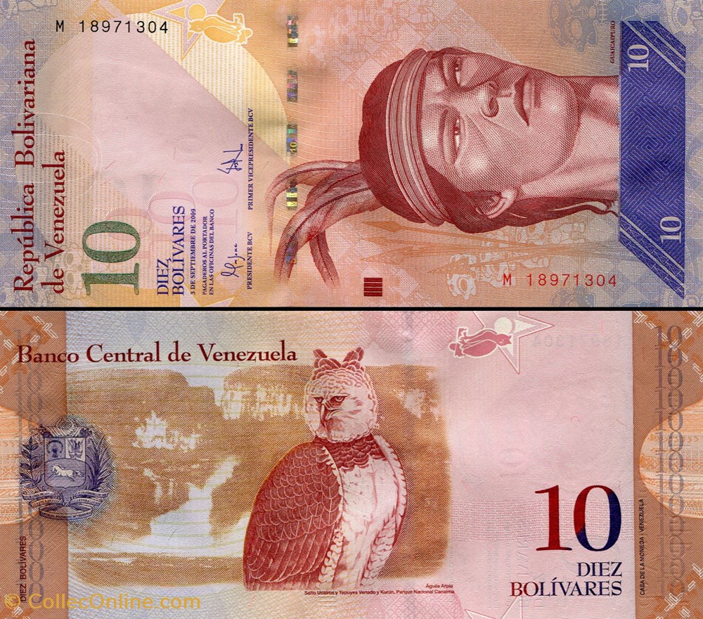 VENEZUELA - PICK 090 b - 10 BOLIVARES - 2009 billets amerique du sud venezuela pick 090 b 10 bolivares 2009