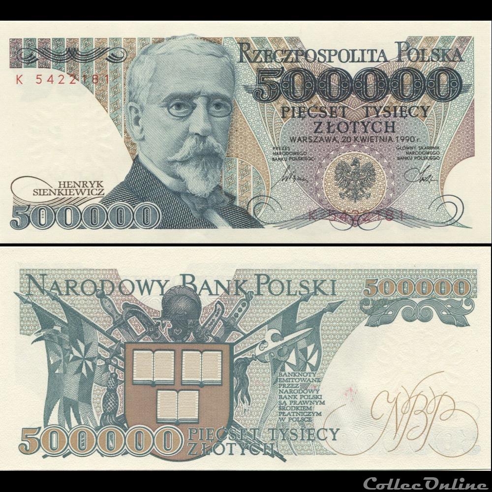 billet ukraine pologne pick 156 a 500 000 zlotych 1990