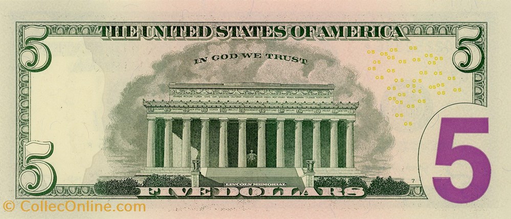 5$ Federal Reserve Notes - Small Size 2017ASeries billet amerique du nord etat uni 5 federal reserve notes small size 2017aseries