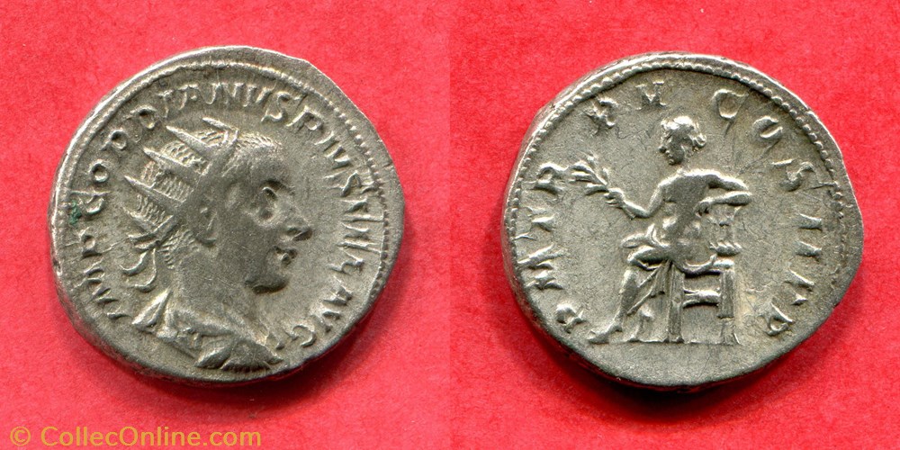 monnaie antique av jc a ap romaine imperiale gordien iii p m tr p v cos ii p p ric 89