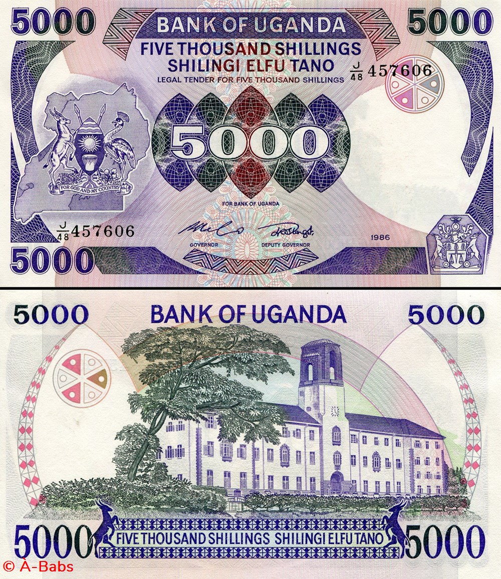 OUGANDA - PICK 24b - 5000 SHILLINGS - 1986 billets afrique ouganda pick 24b 5000 shillings 1986