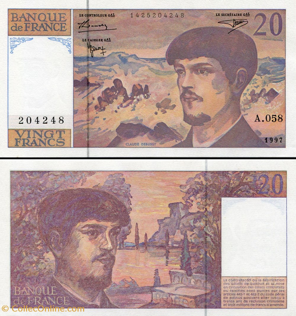 FRANCE - 20 FRANCS - 1997 - A.058 billets europe france 20 francs 1997 a 058