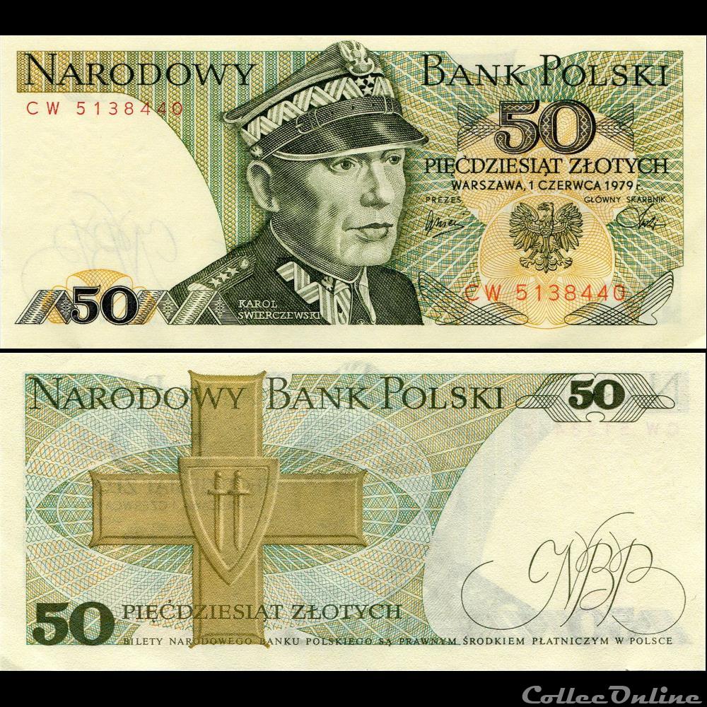 POLOGNE - PICK 142 B1 - 50 ZLOTYCH - 1979 billet portugal pologne pick 142 b1 50 zlotych 1979